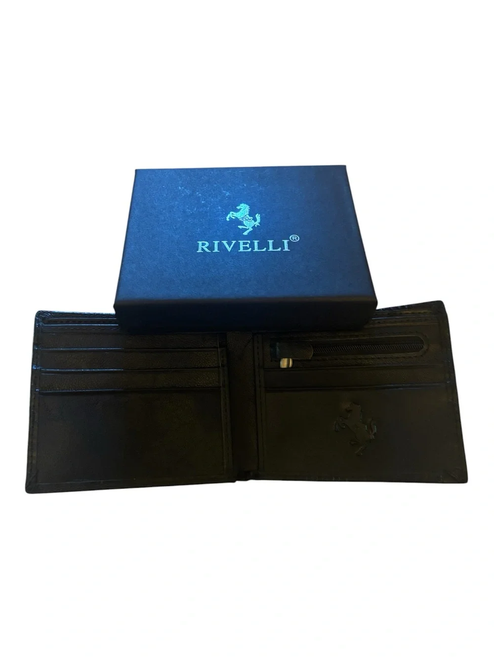Black Croc-Embossed Leather Bi-Fold Men’s Wallet NIB